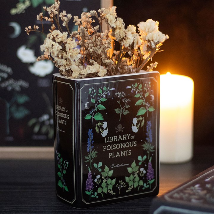 Poisonous Plants Book Shaped Flower Vase | Ceramic | Botanical Gothic | New
