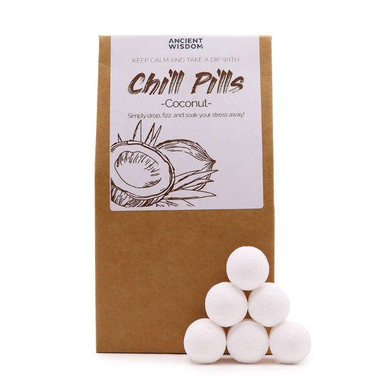 Chill Pills Bath Bomb Gift Pack | Summer of Love | Coconut | 350g | 30 Mini Bath Bombs | Handmade England | New