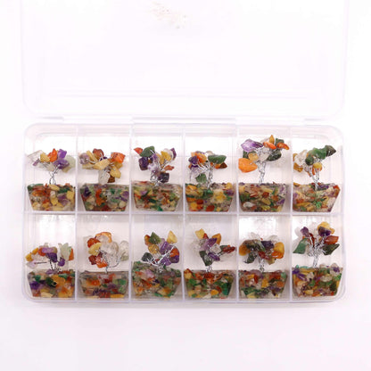 Mini Multi-Stone Gemstone Tree on Orgonite Base | 15 Stones | 3.5x2.5x4cm | New