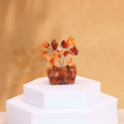 Mini Carnelian Gemstone Tree on Orgonite Base | 15 Stones | 3.5x2.5x4cm | New