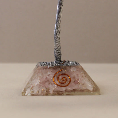 Rose Quartz Gemstone Tree with Orgonite Base | 160 Stones | 8x8x17cm | New