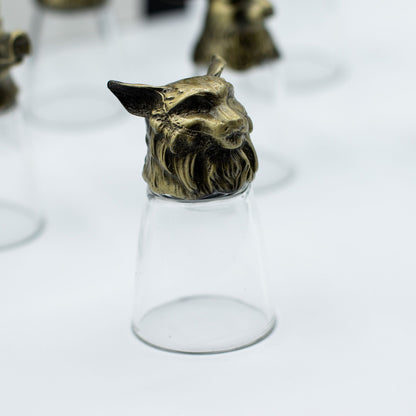 Bottom Up Shot Glass Gift Set of 12 | Forest & Mystical Creatures | 25ml | Antique Bronze | New