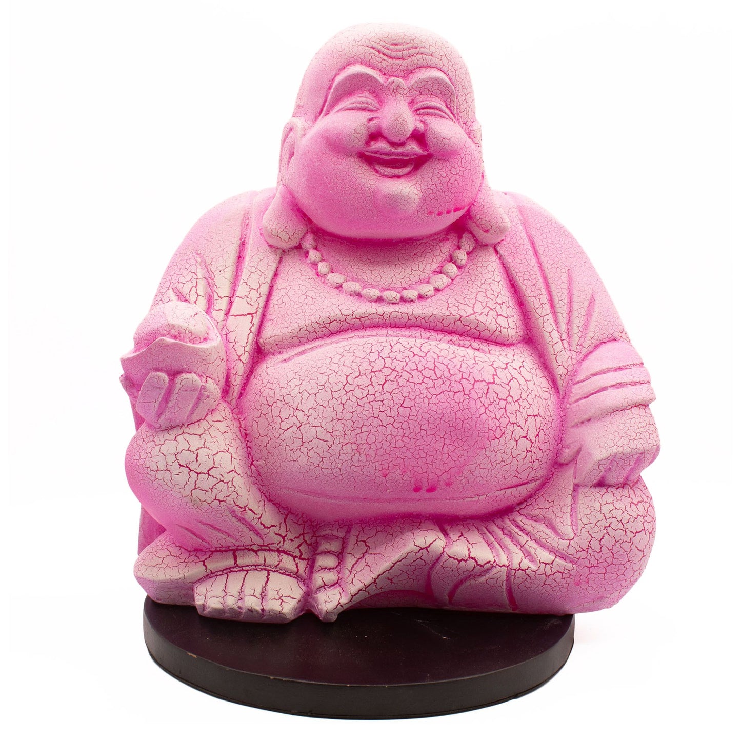 Laughing Buddha Lamp | Dragonfruit Crackle Finish | Round Stand | Handmade in Indonesia | New