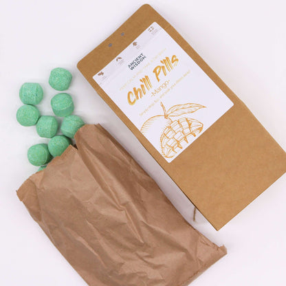Chill Pills Bath Bomb Gift Pack | Mango | 350g | 30 Mini Bath Bombs | Handmade England | New