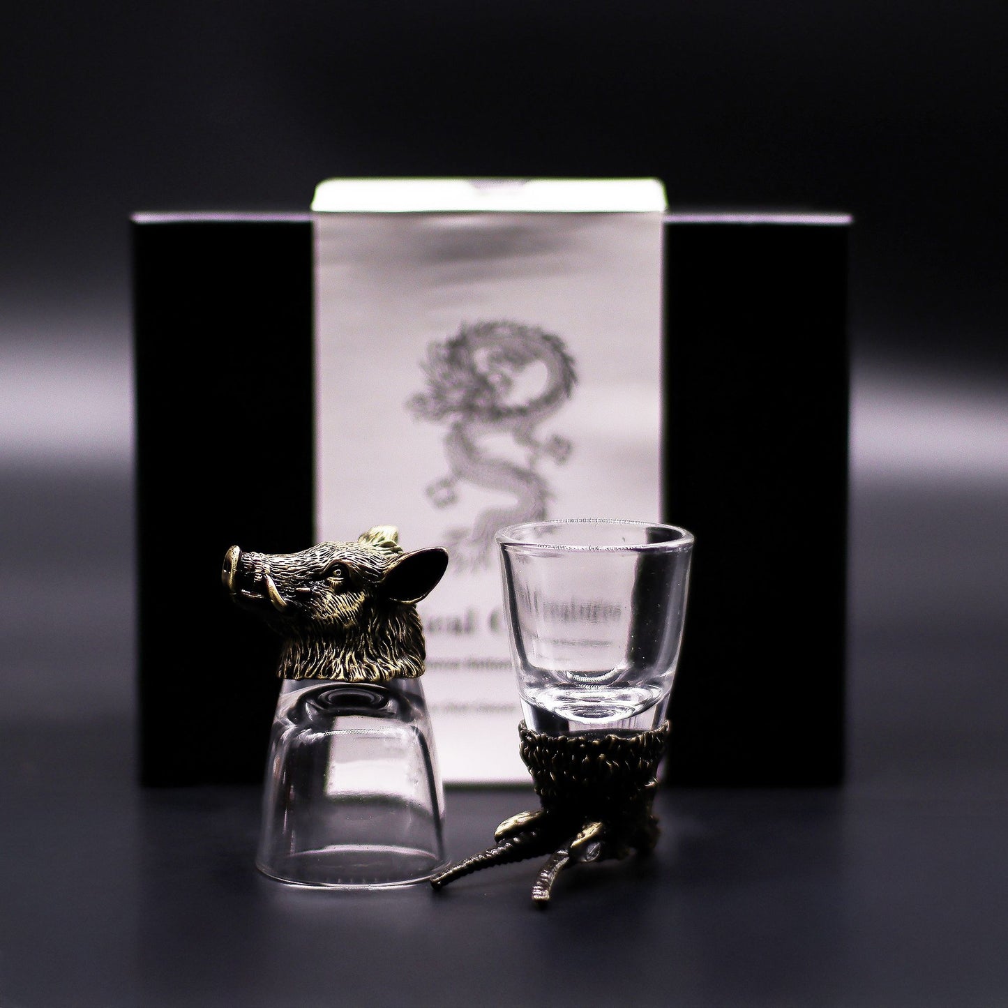 Wild Forest Creatures Shot Glass Gift Set of 6 | 50ml | Antique Bronze | Novelty Barware | New