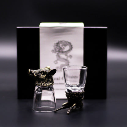 Wild Forest Creatures Shot Glass Gift Set of 6 | 50ml | Antique Bronze | Novelty Barware | New
