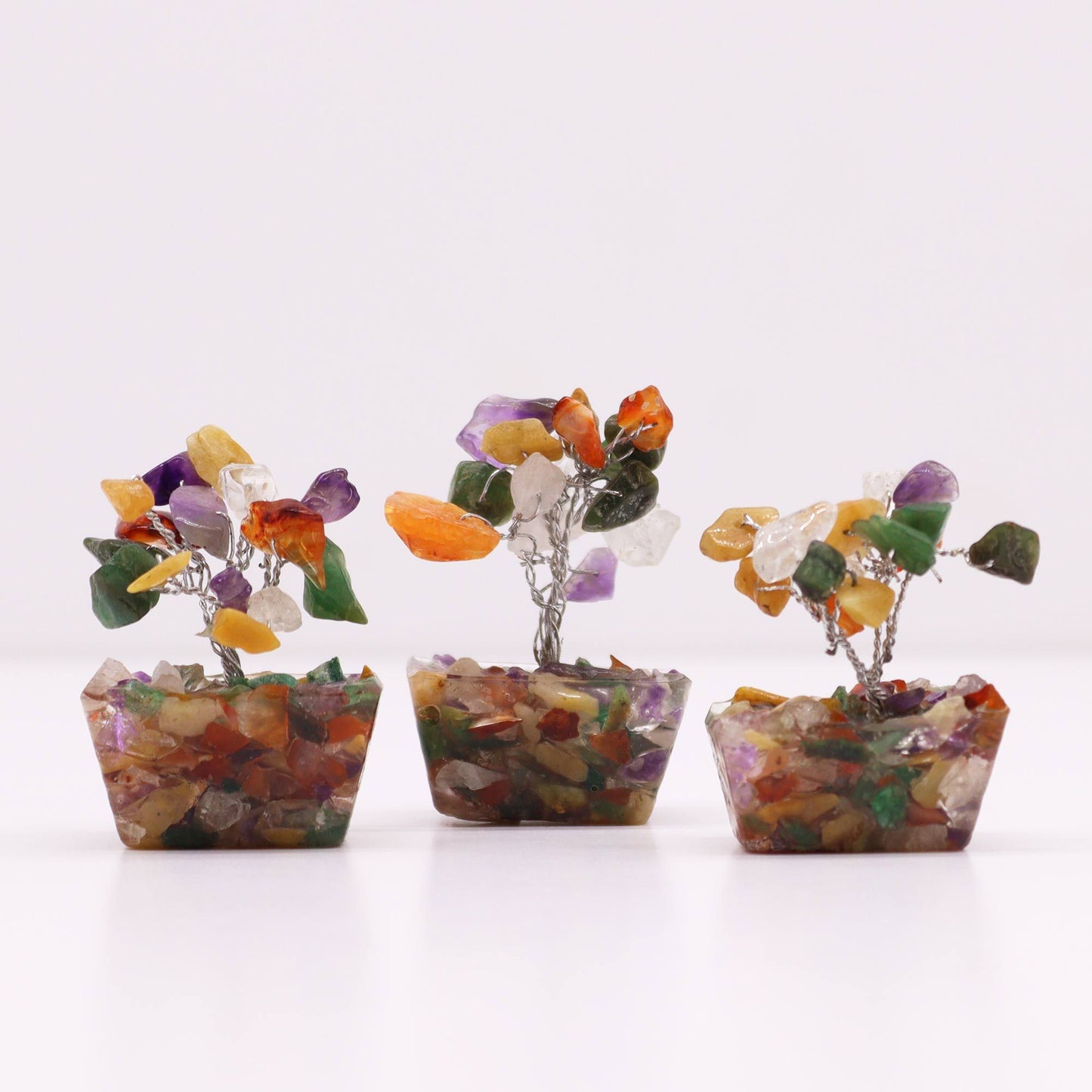 Mini Multi-Stone Gemstone Tree on Orgonite Base | 15 Stones | 3.5x2.5x4cm | New