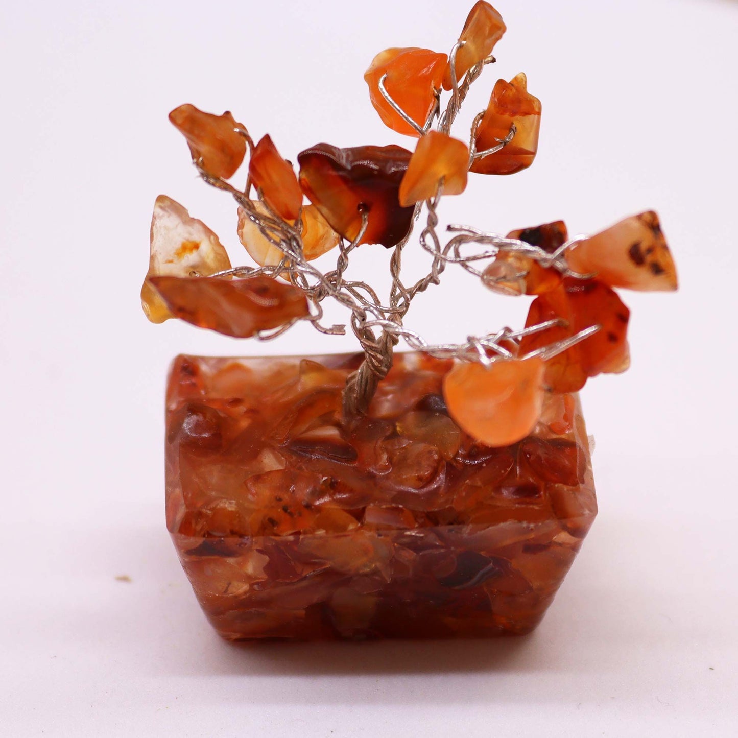 Mini Carnelian Gemstone Tree on Orgonite Base | 15 Stones | 3.5x2.5x4cm | New
