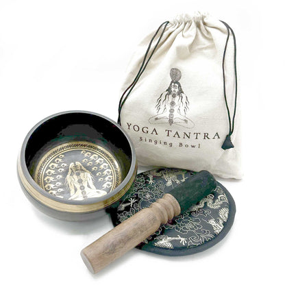 Yogi Singing Bowl Gift Set | Hand Beaten and Engraved | 14cm | Brass | New