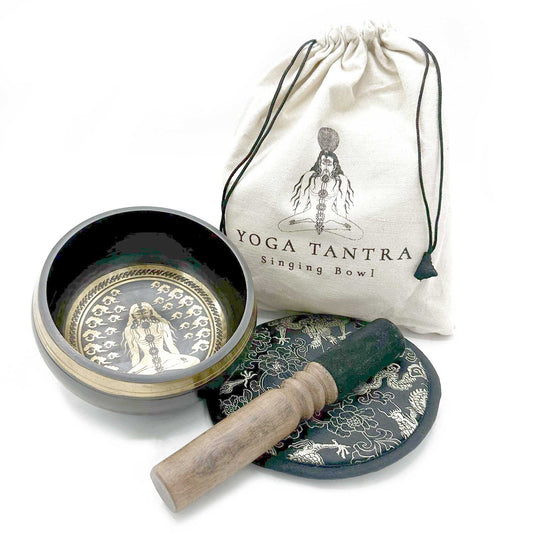 Yogi Singing Bowl Gift Set | Hand Beaten and Engraved | 14cm | Brass | New