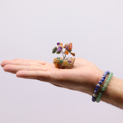 Mini Multi-Stone Gemstone Tree on Orgonite Base | 15 Stones | 3.5x2.5x4cm | New