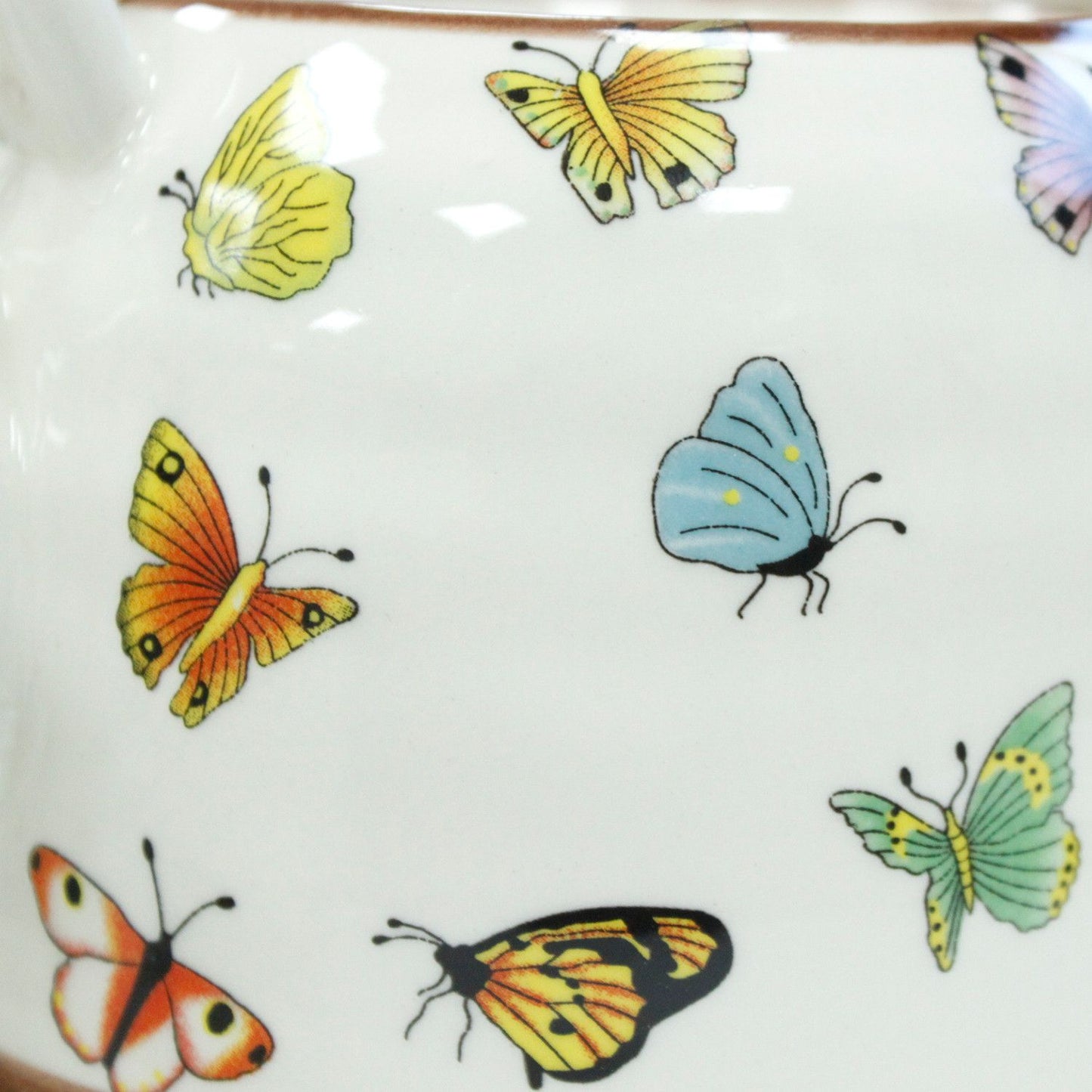 Butterfly Ceramic Herbal Teapot Set 7 Piece | Artisan Style | Nature Inspired Tea Lover Gift Set