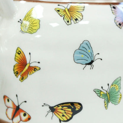 Butterfly Ceramic Herbal Teapot Set 7 Piece | Artisan Style | Nature Inspired Tea Lover Gift Set