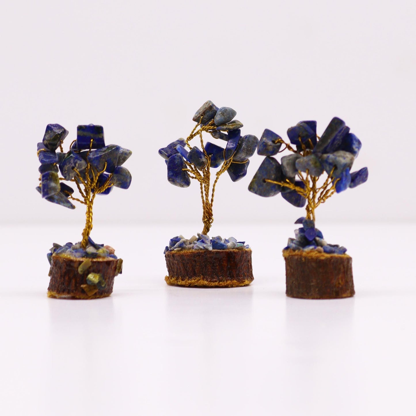 Mini Sodalite Gemstone Tree on Wood Base | 15 Stones | 4x3x6cm | New