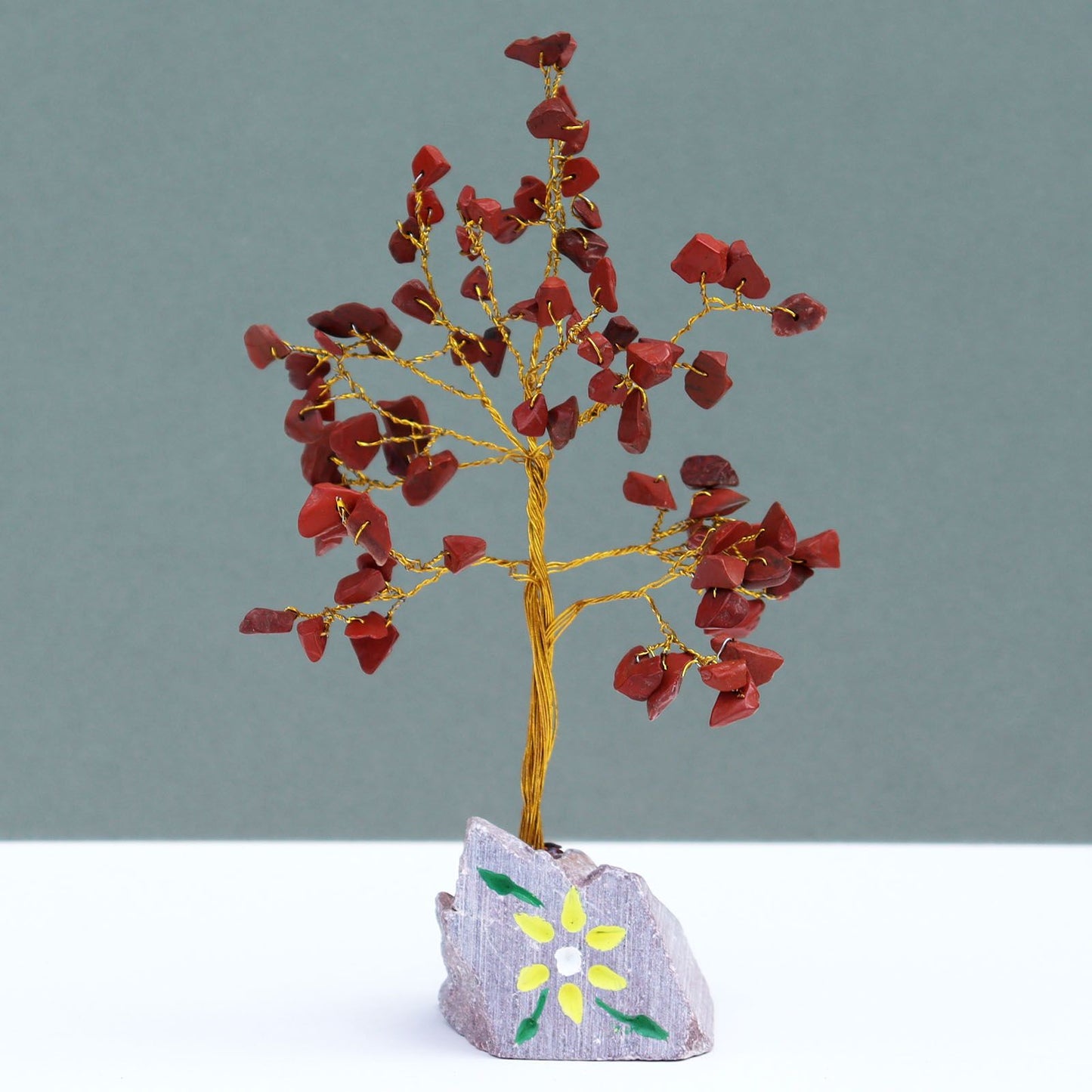 Red Jasper Indian Wire Gemstone Tree | 80 Stones | 5x4x15.5cm | New