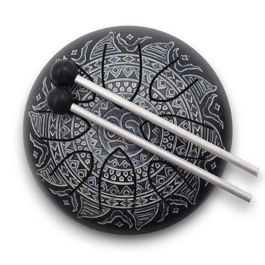 Om Mandala Engraved Steel Tongue Drum | 8-Tone Hapi Drum | 16cm | Tempered Steel | New