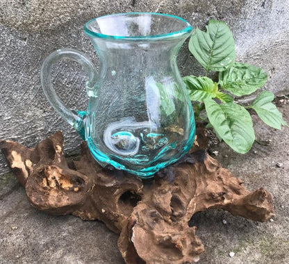Molten Glass Water Jug on Driftwood | 0.6 Litre | Handmade in Bali | 18x10cm | New