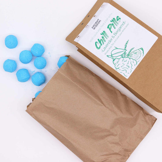 Chill Pills Bath Bomb Gift Pack | Lavender and Bergamot | 350g | 30 Mini Bath Bombs | Handmade England | New