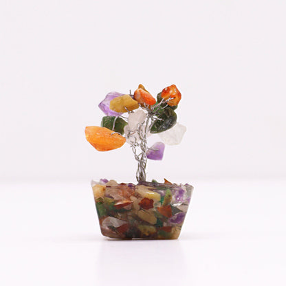 Mini Multi-Stone Gemstone Tree on Orgonite Base | 15 Stones | 3.5x2.5x4cm | New