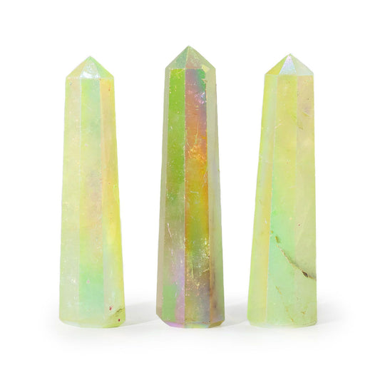 Aurora Crystal Quartz Obelisk Point Pale Green | Crystal Tower | approx 9cm | Natural Stone | New