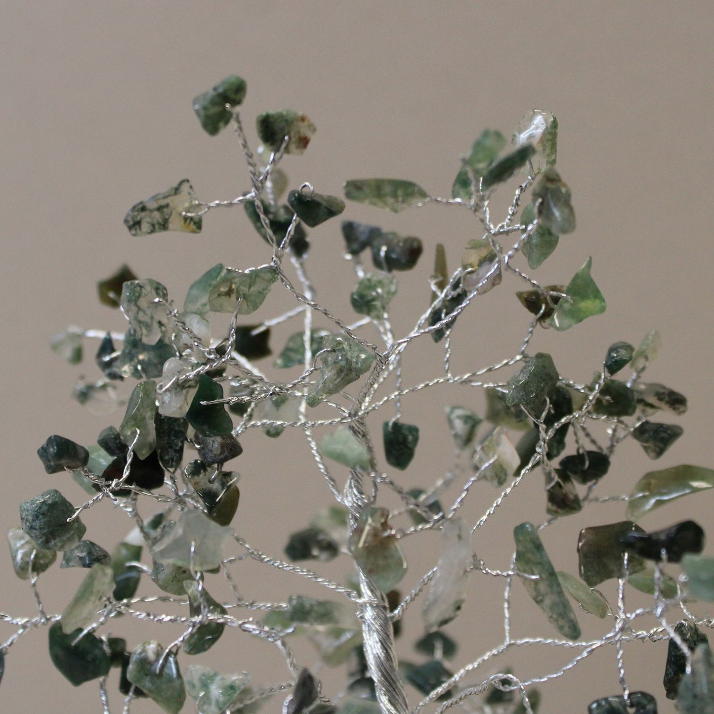 Moss Agate Gemstone Tree with Orgonite Base | 160 Stones | 8x8x17cm | New