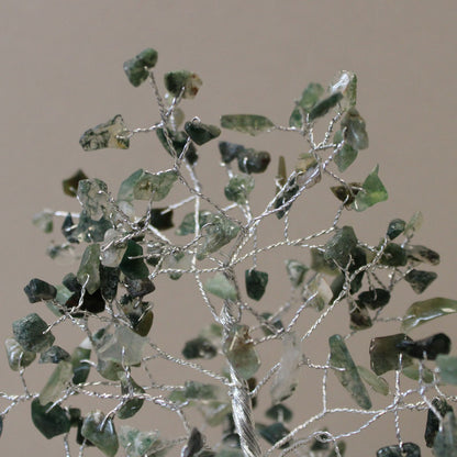 Moss Agate Gemstone Tree with Orgonite Base | 160 Stones | 8x8x17cm | New