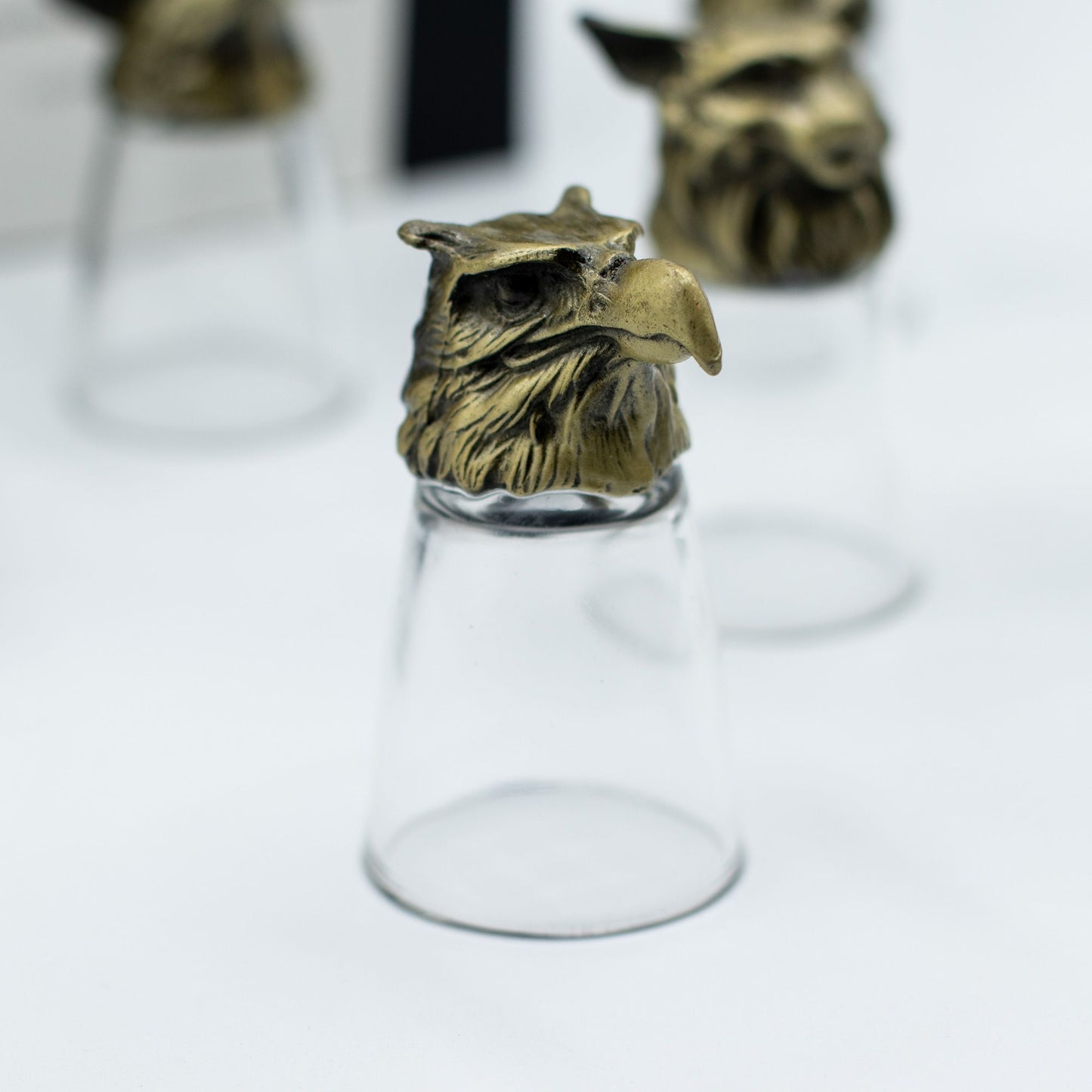Bottom Up Shot Glass Gift Set of 12 | Forest & Mystical Creatures | 25ml | Antique Bronze | New