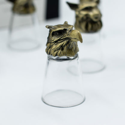 Bottom Up Shot Glass Gift Set of 12 | Forest & Mystical Creatures | 25ml | Antique Bronze | New