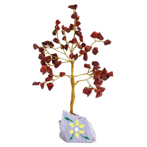 Red Jasper Indian Wire Gemstone Tree | 80 Stones | 5x4x15.5cm | New