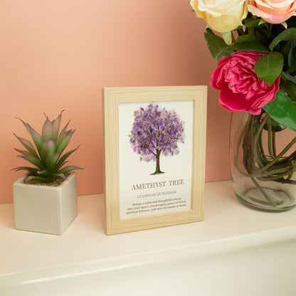 Amethyst Gemstone Tree of Life Picture | Crystal Wall Art | 20x14.7cm | Framed | New