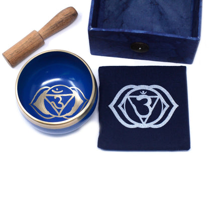 Third Eye Chakra Singing Bowl Gift Set | Ajna | Hand-Painted | Brass | New