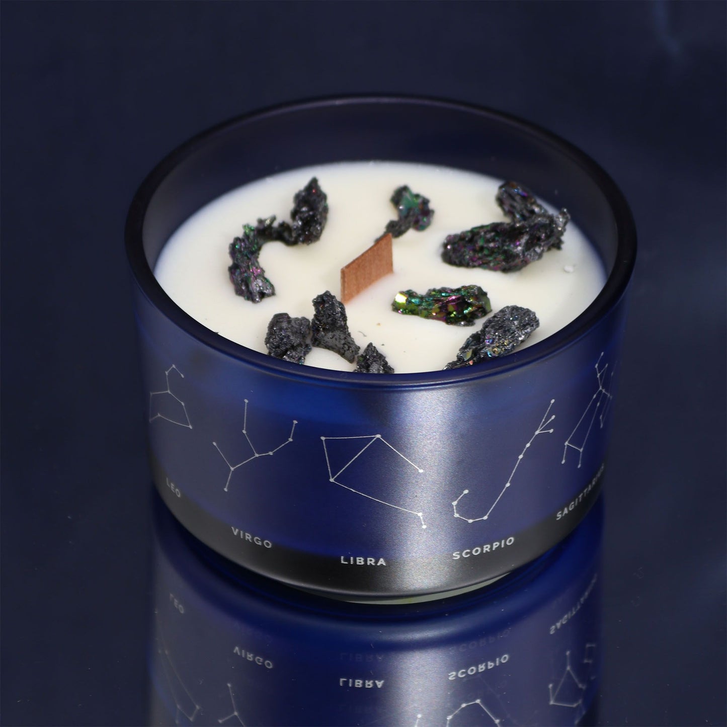 Scorpio Birthday Zodiac Candle and Crystal Bracelet Gift Set | Soy Wax | Smoky Quartz and Lapis Lazuli and Black Obsidian