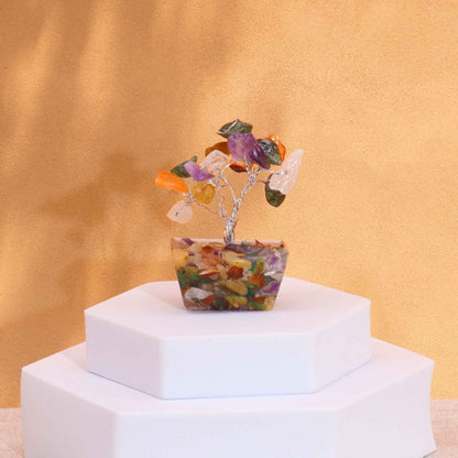 Mini Multi-Stone Gemstone Tree on Orgonite Base | 15 Stones | 3.5x2.5x4cm | New
