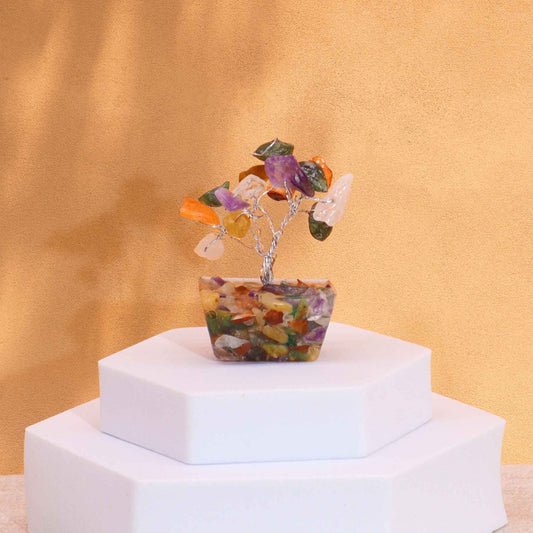 Mini Multi-Stone Gemstone Tree on Orgonite Base | 15 Stones | 3.5x2.5x4cm | New