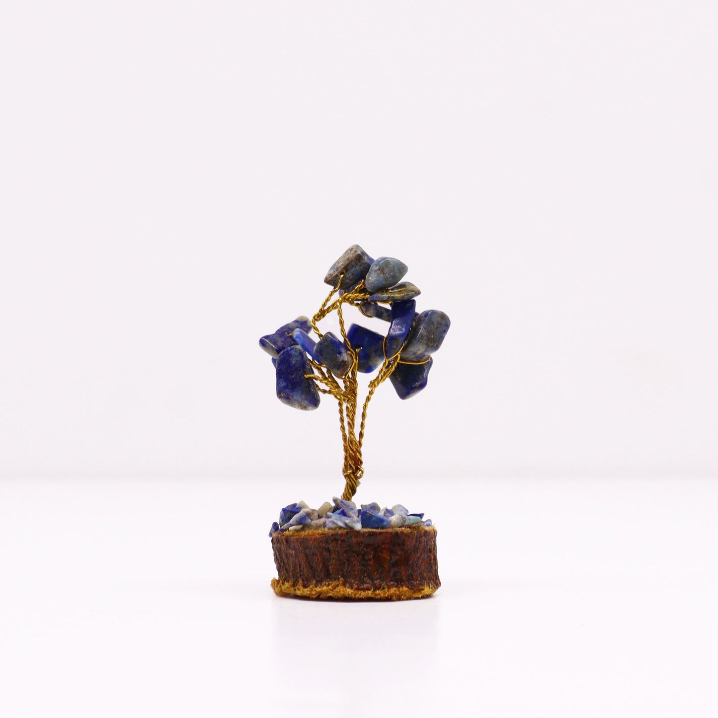 Mini Sodalite Gemstone Tree on Wood Base | 15 Stones | 4x3x6cm | New