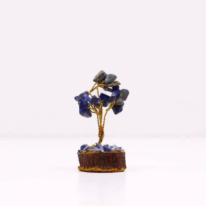 Mini Sodalite Gemstone Tree on Wood Base | 15 Stones | 4x3x6cm | New