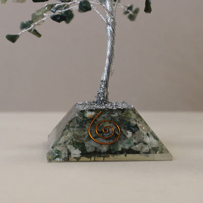 Moss Agate Gemstone Tree with Orgonite Base | 160 Stones | 8x8x17cm | New
