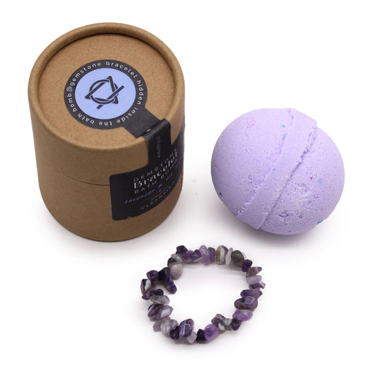 Amethyst Gem Bracelet Bath Bomb | Lavender and Tea Tree | Handcrafted | Vegan | New
