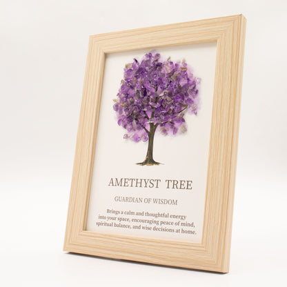 Amethyst Gemstone Tree of Life Picture | Crystal Wall Art | 20x14.7cm | Framed | New