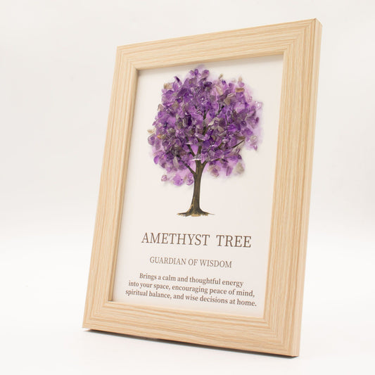 Amethyst Gemstone Tree of Life Picture | Crystal Wall Art | 20x14.7cm | Framed | New