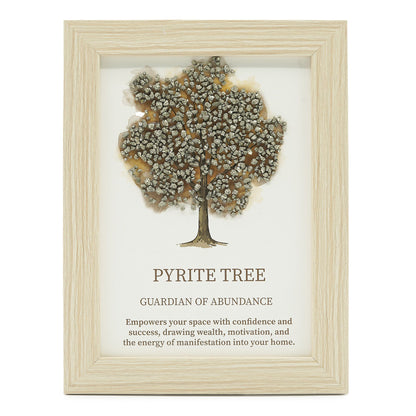 Pyrite Gemstone Tree of Life Picture | Crystal Wall Art | 20x14.7cm | Framed | New