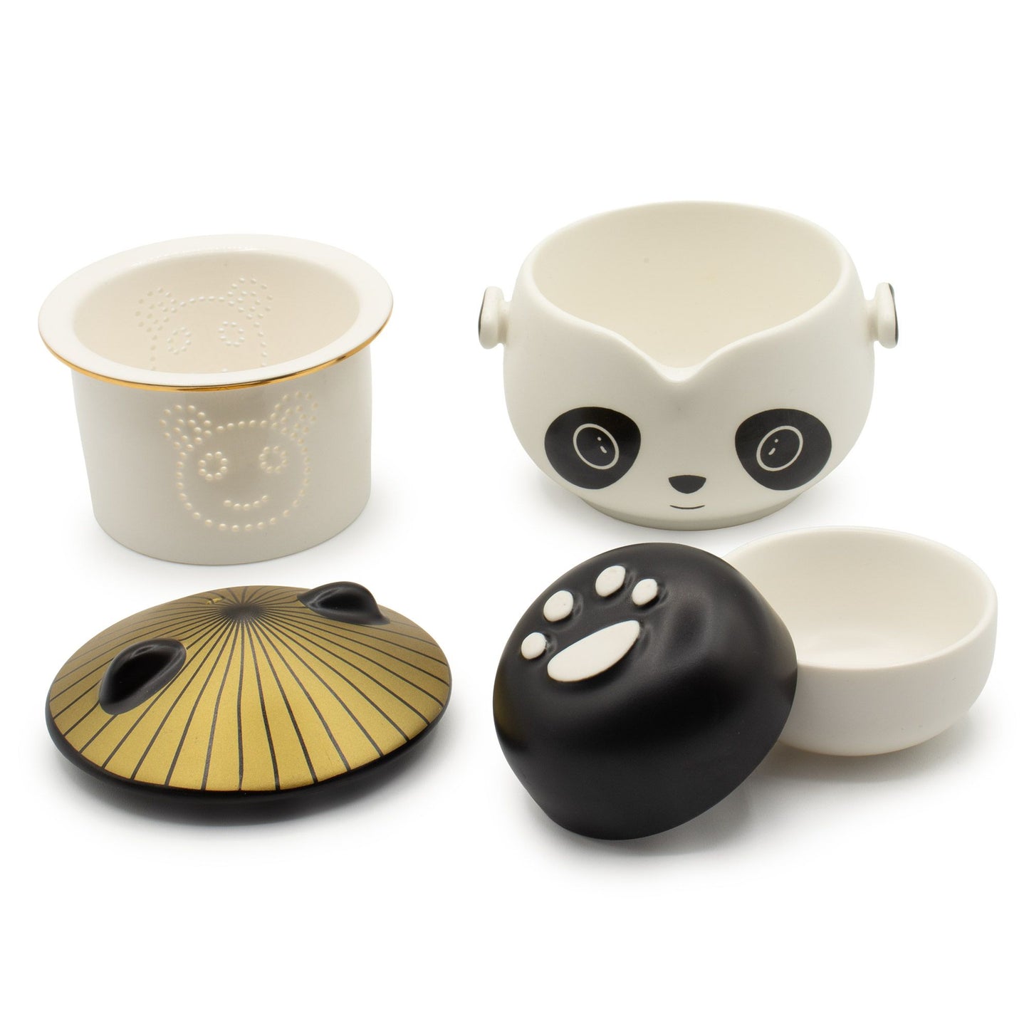Kung Fu Panda Ceramic Teapot Set 3 Piece Travel Pack | 1 Pot and 2 Cups | Fun Tea Lover Gift