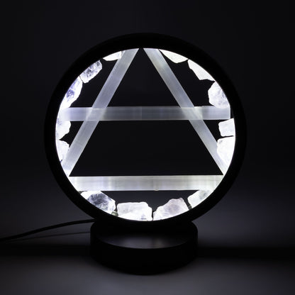 Air Element Gemstone Halo Lamp | Clear Quartz & Selenite | USB Powered | Crystal Light