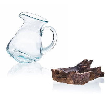 Molten Glass Water Jug on Driftwood | 0.6 Litre | Handmade in Bali | 18x10cm | New