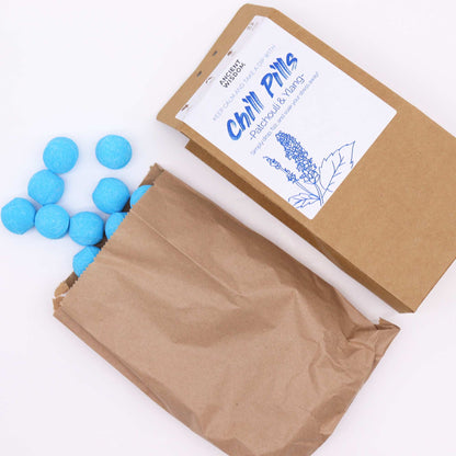 Chill Pills Bath Bomb Gift Pack | Ylang and Patchouli | 350g | 30 Mini Bath Bombs | Handmade England | New