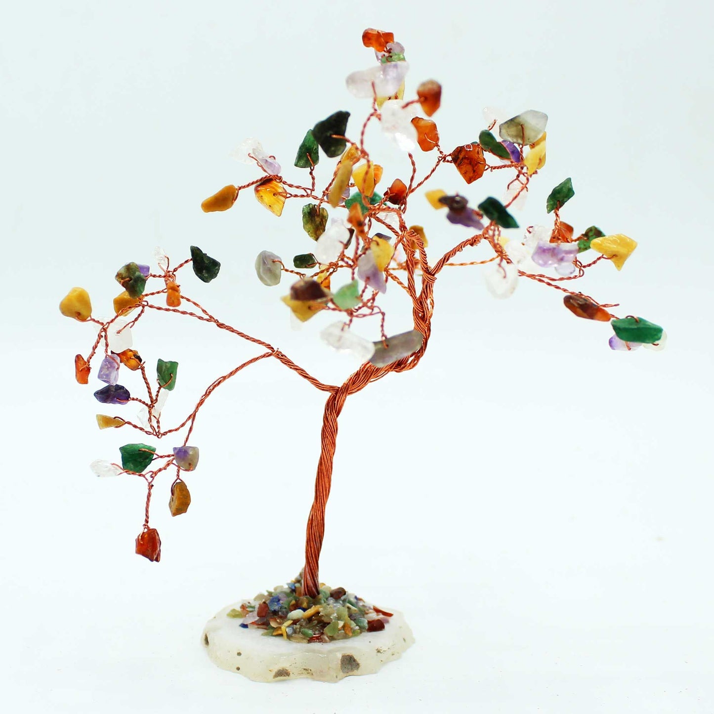 Multi-Stone Large Gemstone Tree on Natural Agate Base | 100 Stones | 9x5x13cm | New
