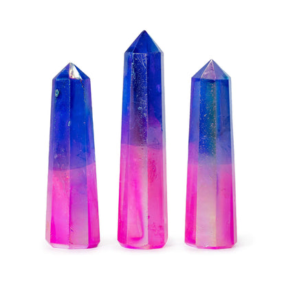 Aurora Crystal Quartz Obelisk Point Pink & Blue | Crystal Tower | approx 9cm | Natural Stone | New