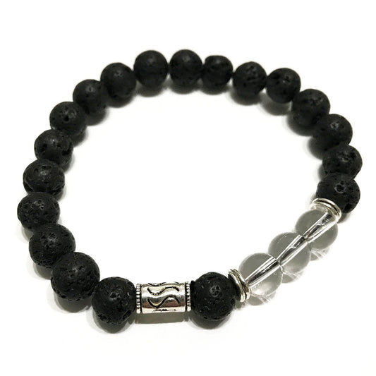 Tribal Rock Quartz Lava Stone Bracelet | Tribal Bead | Essential Oil Diffuser Beads | Stretch Fit | Unisex