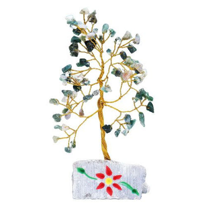Moss Agate Indian Wire Gemstone Tree | 80 Stones | 5x4x15.5cm | New