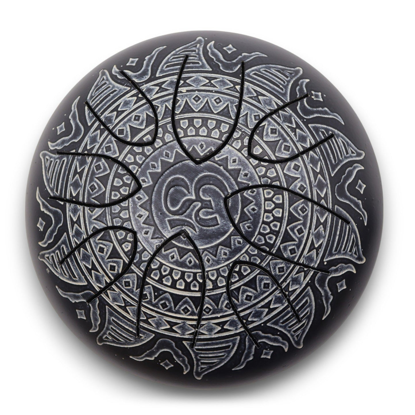 Om Mandala Engraved Steel Tongue Drum | 8-Tone Hapi Drum | 16cm | Tempered Steel | New